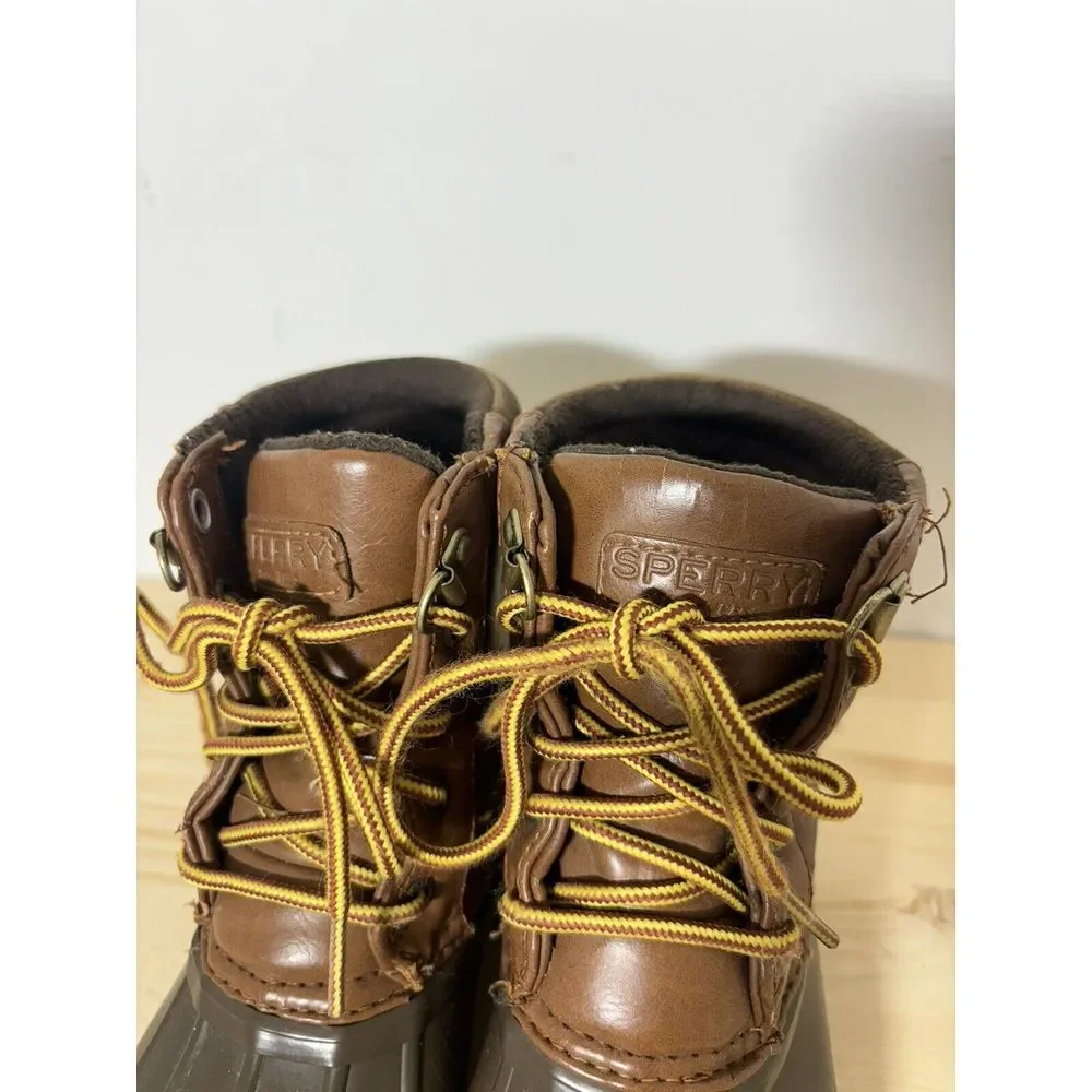 Sperry Kids Saltwater Duck Boots brown rubber winter rain snow Kids‎ Size 1 CC6